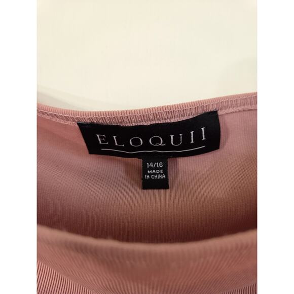 Eloquii Dusty Rose Pink Organza Puff Sheer Sleeves Square Neck Blouse Plus 14/16 - Picture 3 of 12